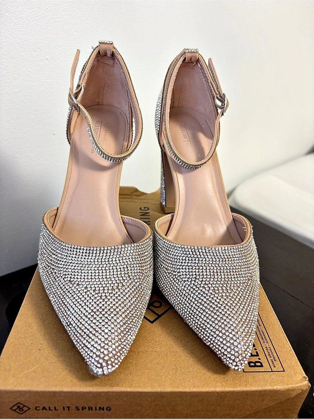 New Call It Spring Rhinestone Pointed-Toe Heels in Silver
